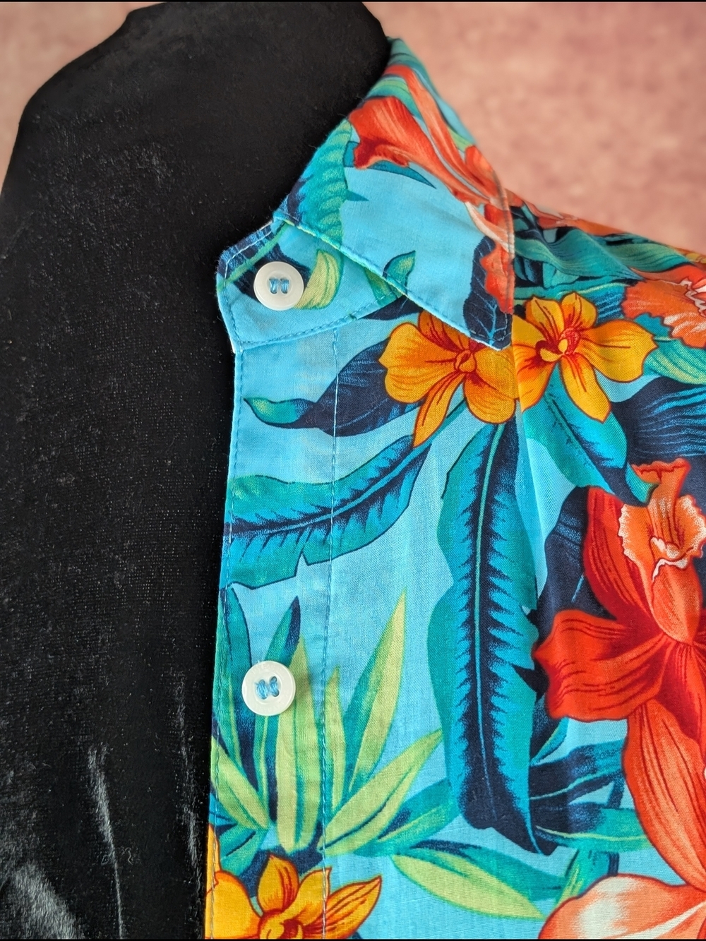 NWT Tommy Bahama Floriana Boyfriend Shirt XS Turquoise Tropical Floral Cotton - Picture 3 of 11